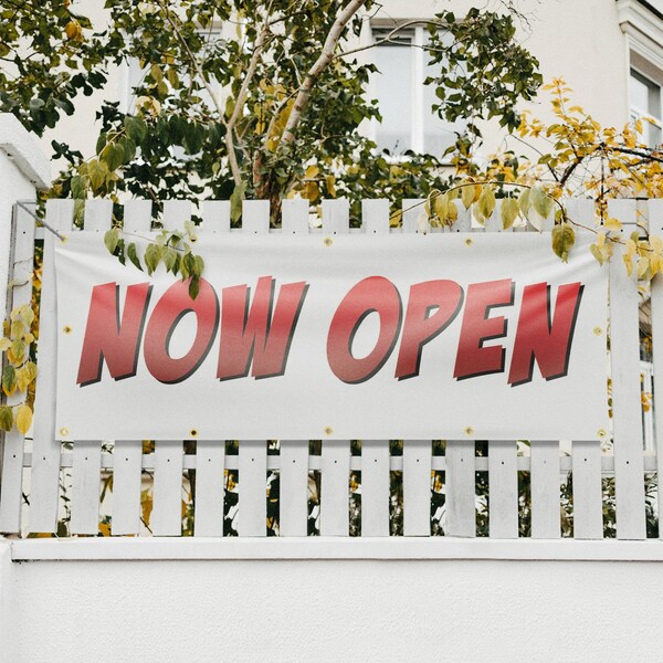 Signmission Now Open, 48 Inch x 120 Inch, Vinyl Banner - B-120-30763