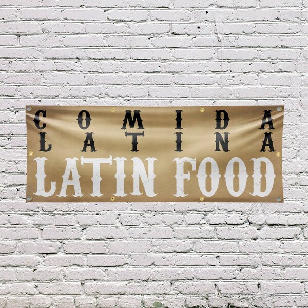 Signmission Comida Latina Latin Food, 36 Inch x 96 Inch, Vinyl Banner - B-96-30521