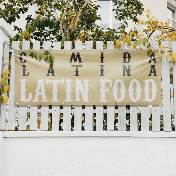 Signmission Comida Latina Latin Food, 36 Inch x 96 Inch, Vinyl Banner - B-96-30521