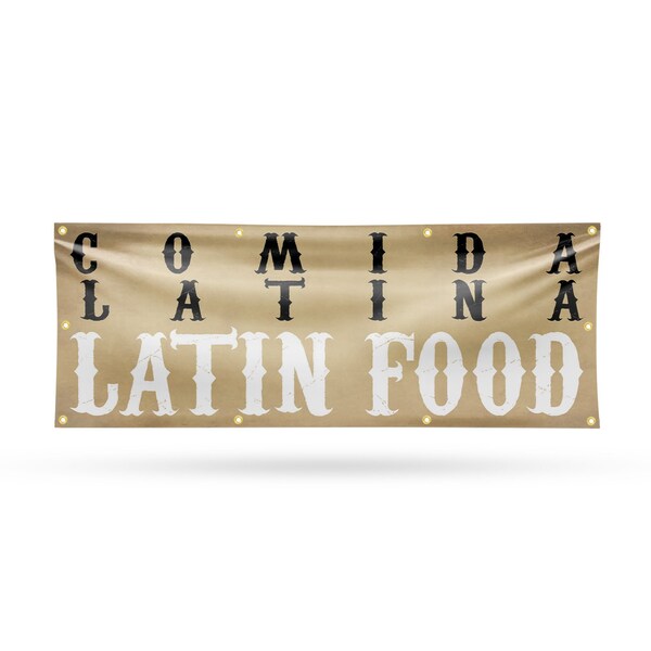 Signmission Comida Latina Latin Food, 36 Inch x 96 Inch, Vinyl Banner - B-96-30521