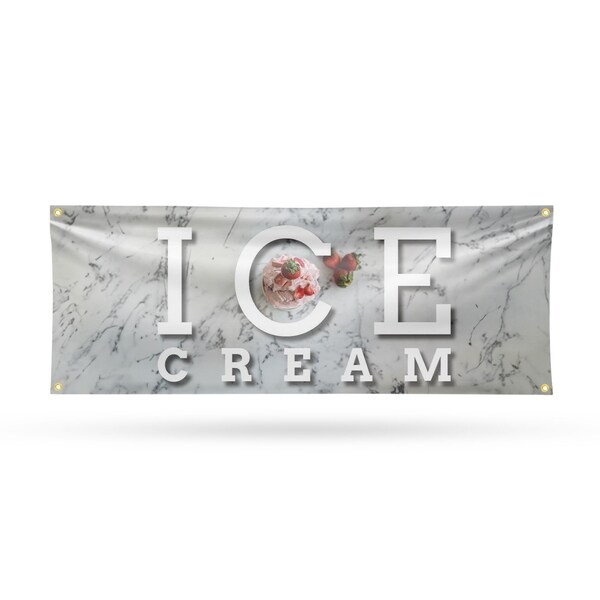 Signmission Ice Cream, 18 Inch x 48 Inch, Vinyl Banner - B-30702