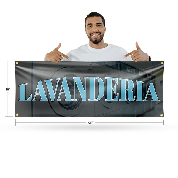 Signmission Lavanderia, 18 Inch x 48 Inch, Vinyl Banner - B-30725