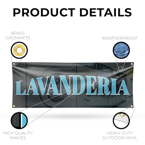 Signmission Lavanderia, 18 Inch x 48 Inch, Vinyl Banner - B-30725