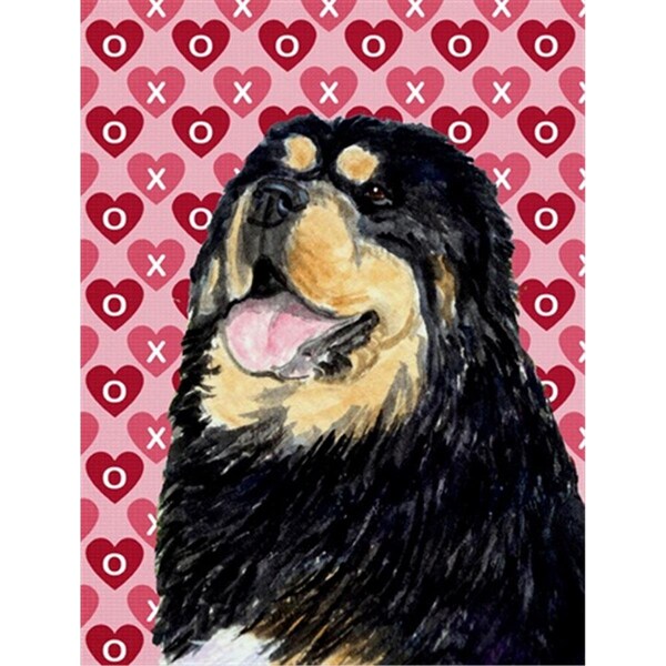Patioplus 11 x 15 In. Tibetan Mastiff Hearts Love Valentines Day Flag; Garden Size - PA246664