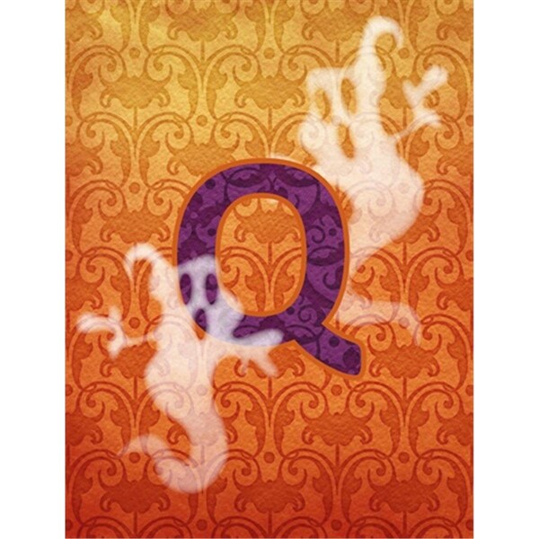 Carolines Treasures Halloween Ghost Letter Q Monogram Initial Flag Garden Size - CJ1040-Q-GF