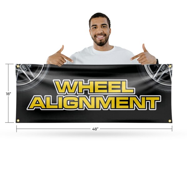 Signmission Wheel Alignment, 18 Inch x 48 Inch, Vinyl Banner - B-30939