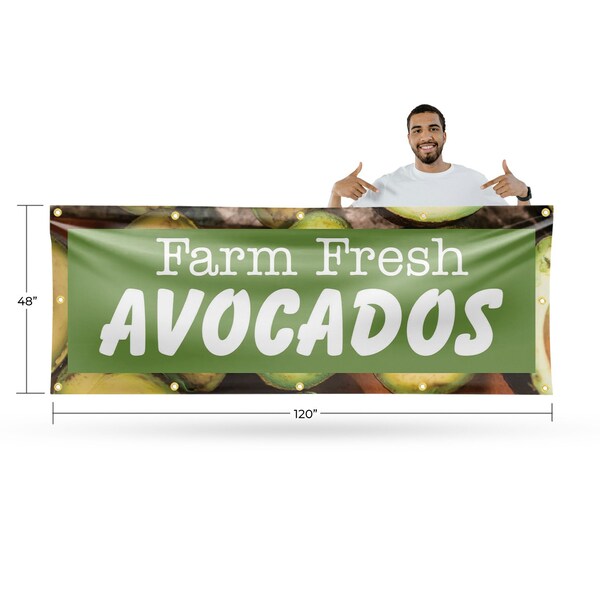 Signmission Farm Fresh Avocados, 48 Inch x 120 Inch, Vinyl Banner - B-120-30575
