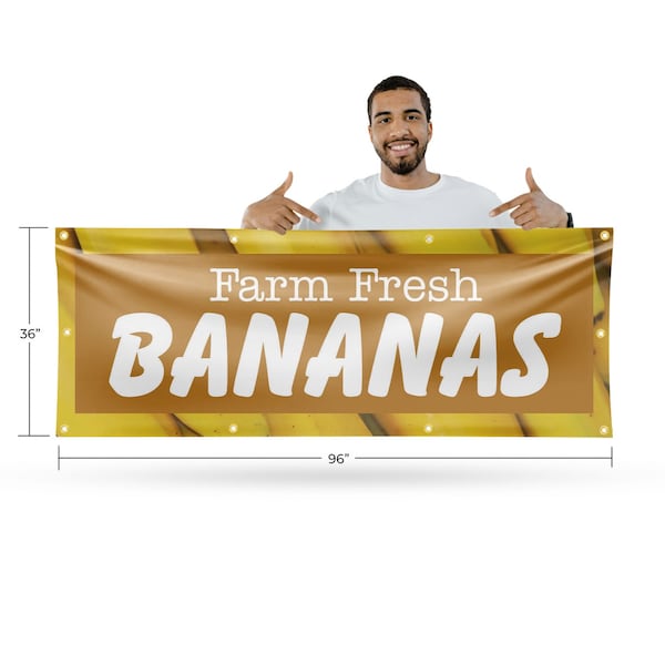 Signmission Farm Fresh Bananas, 36 Inch x 96 Inch, Vinyl Banner - B-96-30576