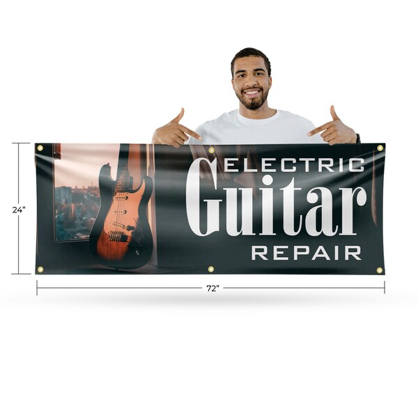 Signmission Electric Guitar Repair, 24 Inch x 72 Inch, Vinyl Banner - B-72-30556