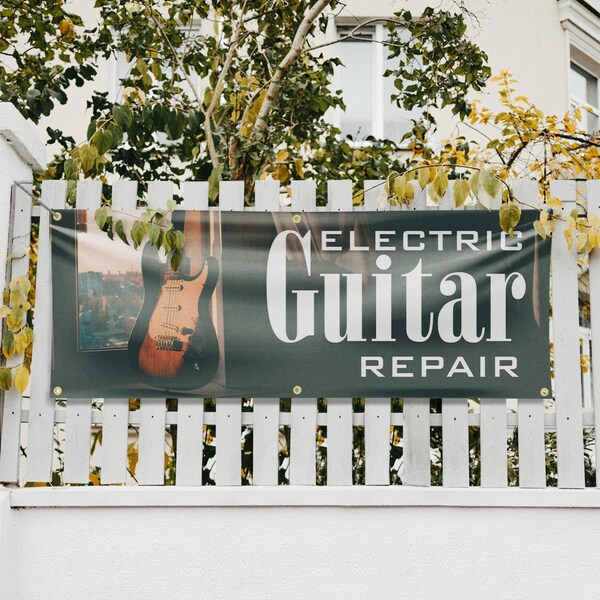 Signmission Electric Guitar Repair, 24 Inch x 72 Inch, Vinyl Banner - B-72-30556