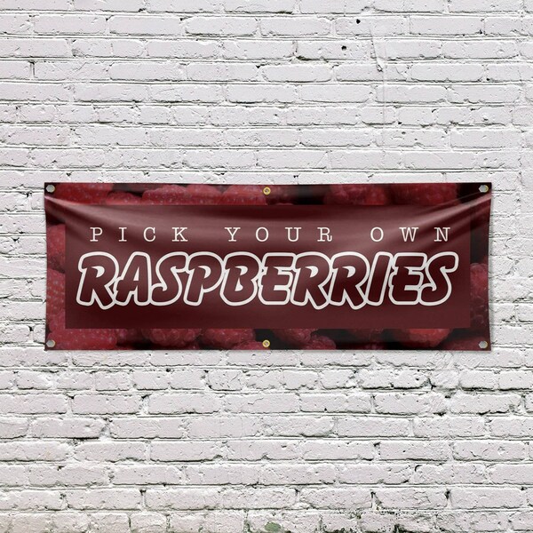 Signmission Pick Your Own Raspberries, 24 Inch x 72 Inch, Vinyl Banner - B-72-30797