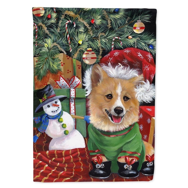 Patioplus 28 x 0.01 x 40 in. Corgi Under My Christmas Tree Canvas House Flag - PA2553414