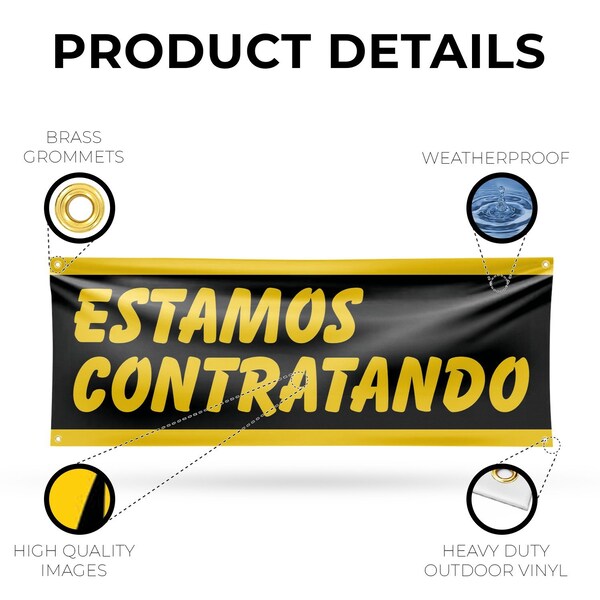 Signmission Estamos Contratando, 18 Inch x 48 Inch, Vinyl Banner - B-30563