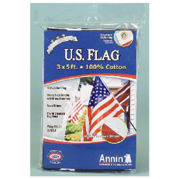 Annin Flagmakers 001124R 3 x 5 ft. 100 Percentage Cotton Replacement Flag- Traditional Style - 535742