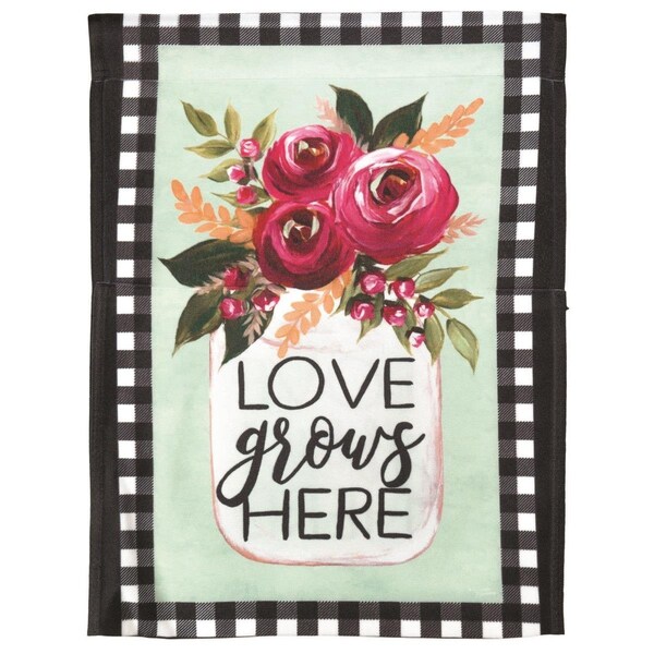 Dicksons 13 x 18 in Flag Print Love Grows Here Polyester Garden - M080084