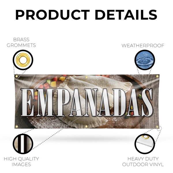Signmission Empanadas, 24 Inch x 72 Inch, Vinyl Banner - B-72-30559