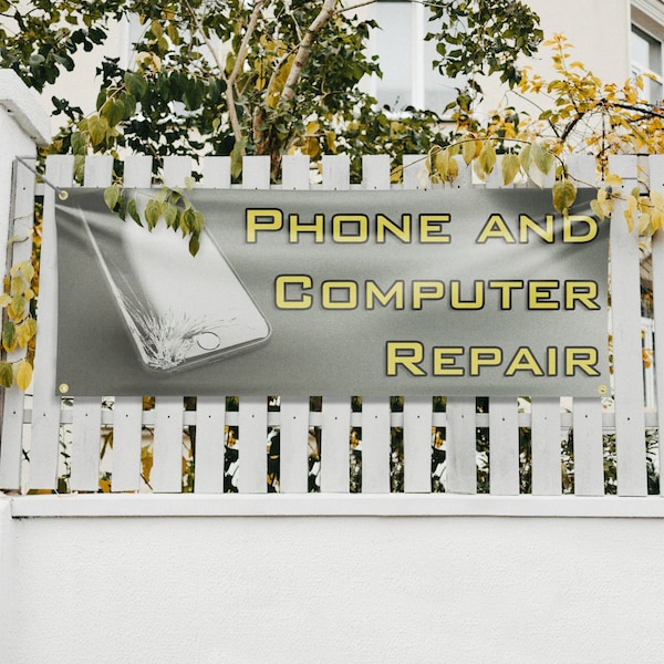 Signmission Phone and Computer Repair, 18 Inch x 48 Inch, Vinyl Banner - B-30787