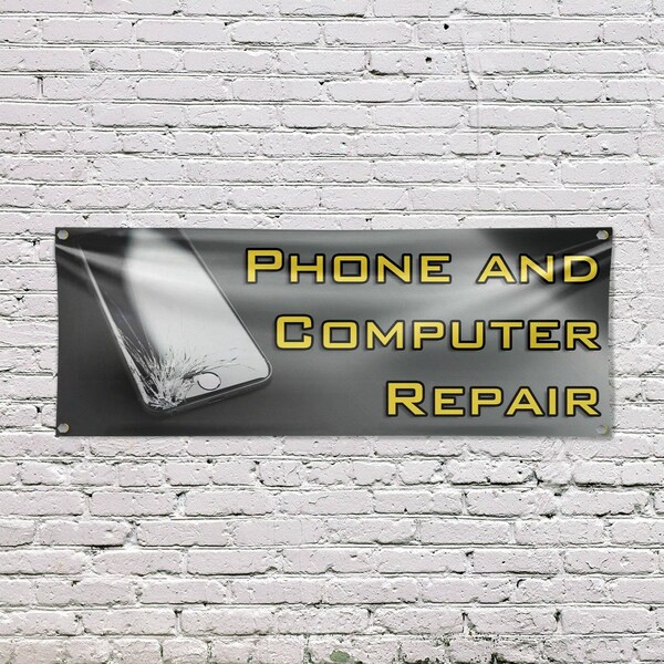 Signmission Phone and Computer Repair, 18 Inch x 48 Inch, Vinyl Banner - B-30787