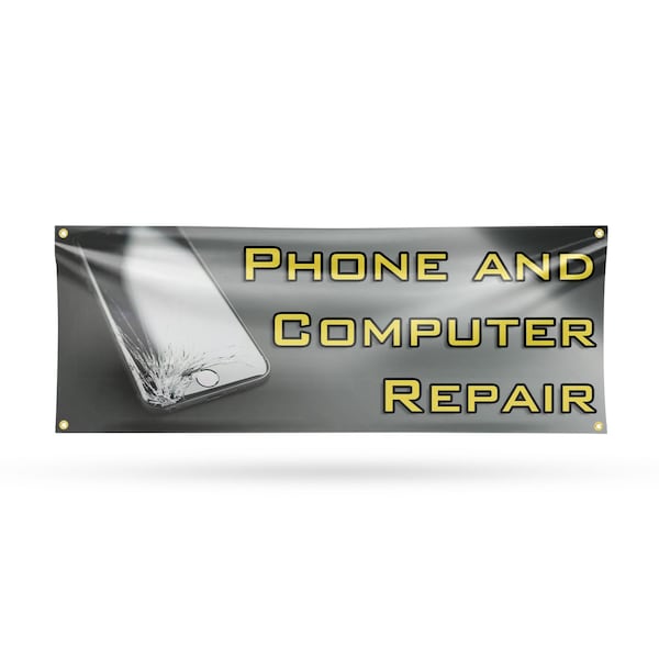 Signmission Phone and Computer Repair, 18 Inch x 48 Inch, Vinyl Banner - B-30787