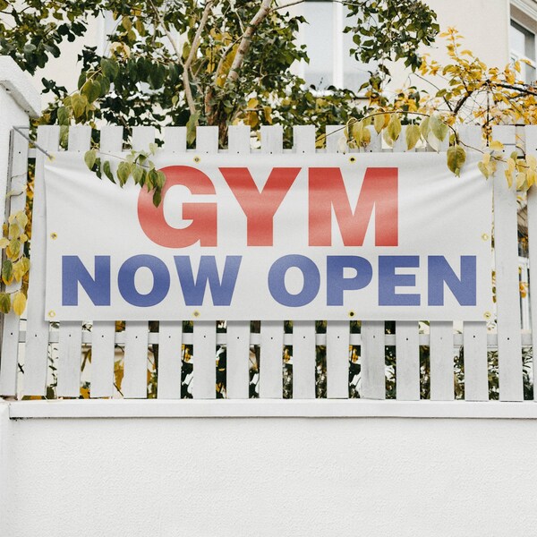 Signmission Gym Now Open, 36 Inch x 96 Inch, Vinyl Banner - B-96-30684