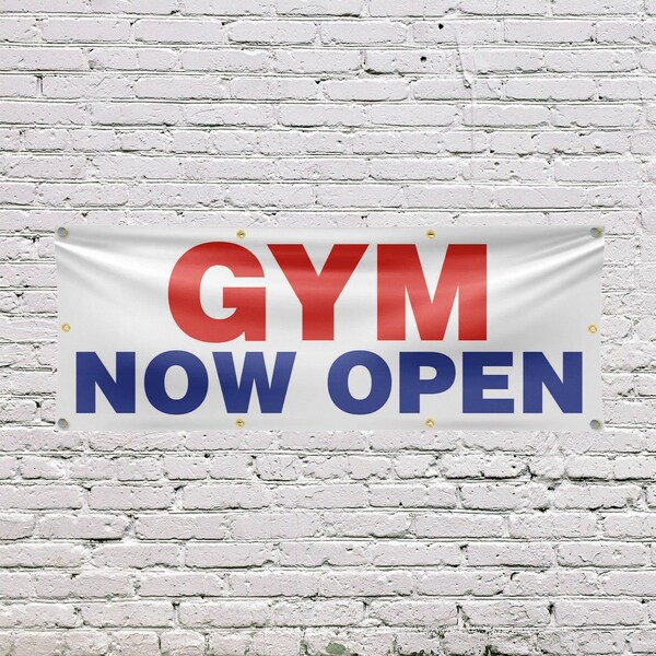 Signmission Gym Now Open, 36 Inch x 96 Inch, Vinyl Banner - B-96-30684