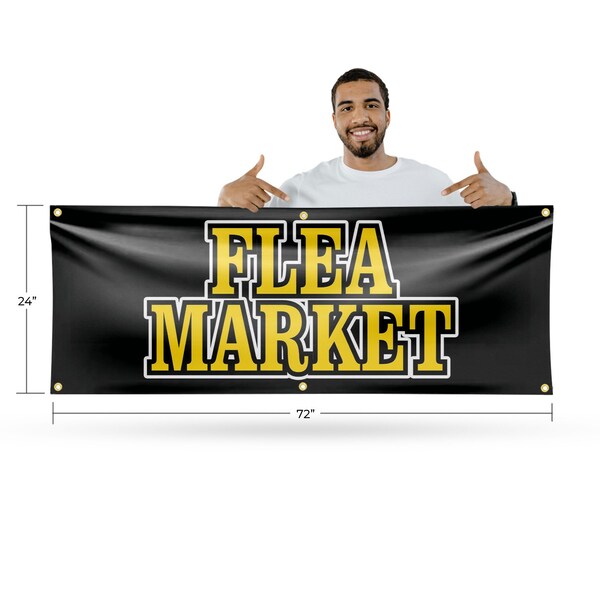 Signmission Flea Market, 24 Inch x 72 Inch, Vinyl Banner - B-72-30634