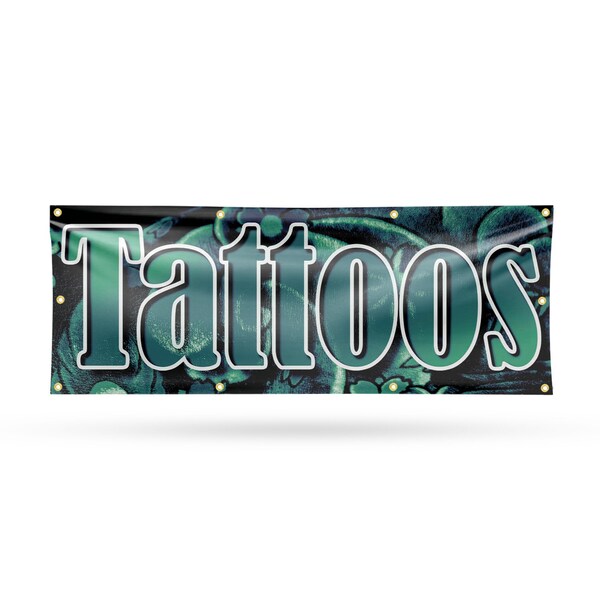Signmission Tattoos, 36 Inch x 96 Inch, Vinyl Banner - B-96-30883