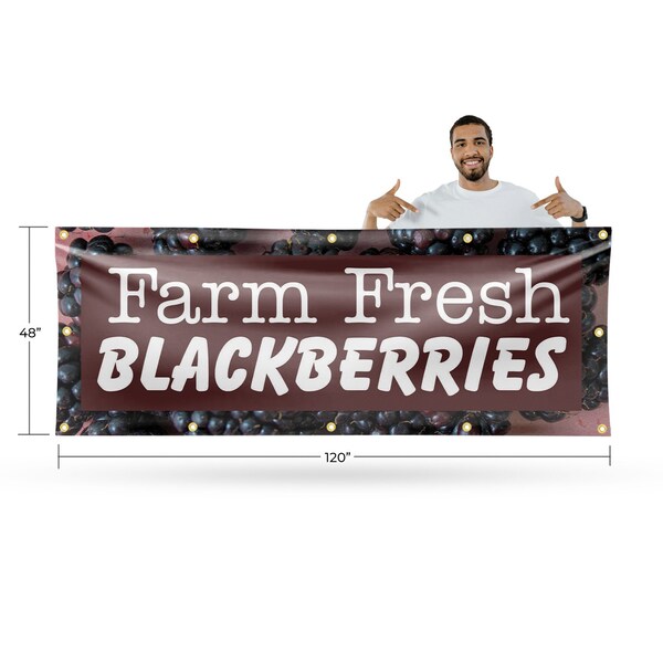 Signmission Farm Fresh Blackberries, 48 Inch x 120 Inch, Vinyl Banner - B-120-30579