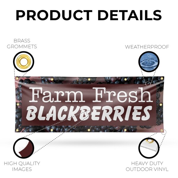Signmission Farm Fresh Blackberries, 48 Inch x 120 Inch, Vinyl Banner - B-120-30579