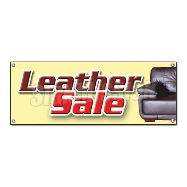 Signmission LEATHER SALE BANNER SIGN sofa couch signs furniture 50% chairs sell off - B-LEATHER SALE