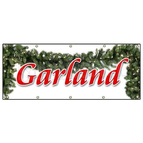 Signmission GARLAND BANNER SIGN x-mas xmas trees decor wreaths holiday Christmas - B-120 GARLAND