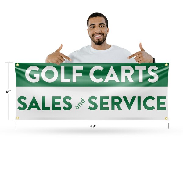 Signmission Golf Carts Sales and Service, 18 Inch x 48 Inch, Vinyl Banner - B-30677