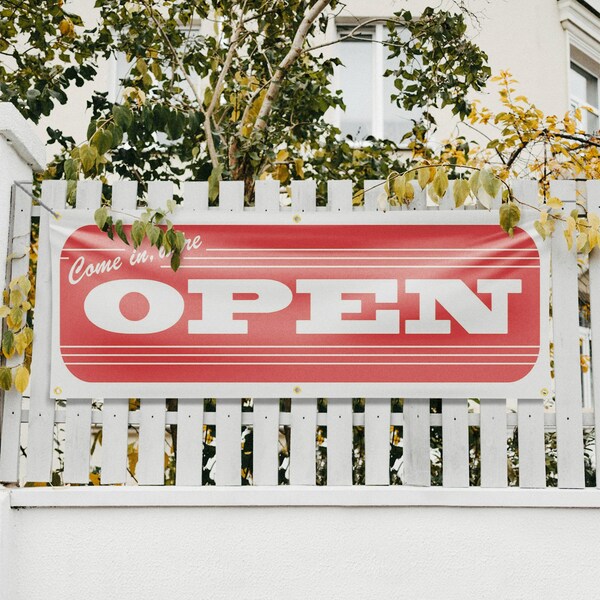 Signmission Come In We're Open, 24 Inch x 72 Inch, Vinyl Banner - B-72-30520
