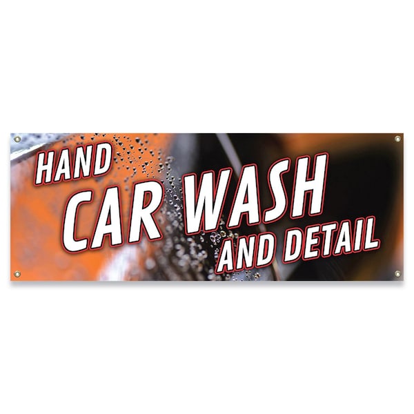 Signmission Hand Car Wash and Detail Banner Concession Stand Food Truck Single Sided - B-30079