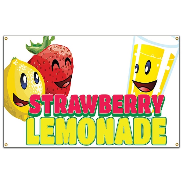 Signmission Strawberry Lemonade Banner Heavy Duty 13 Oz Vinyl with Grommets - B-60 STRAWBERRY LEMONADE
