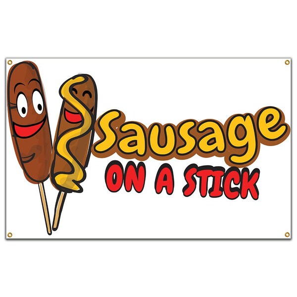 Signmission Sausage On A Stick Banner Concession Stand Food Truck Single Sided - B-60 SAUSAGE ON A STICK19