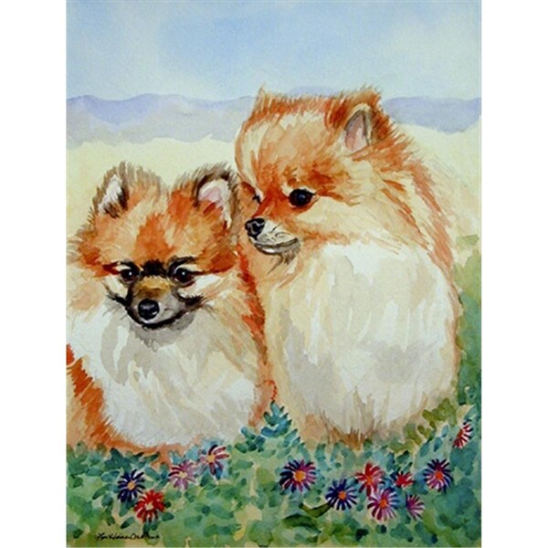 Carolines Treasures 28 x 40 in. Pomeranian House Size Canvas Flag - 7262CHF