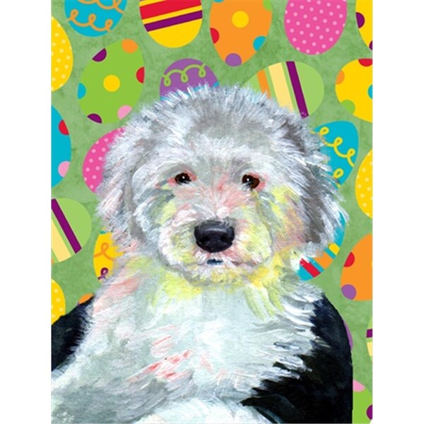 Carolines Treasures 11 x 15 in. Old English Sheepdog Easter Eggtravaganza Garden Size Flag - LH9441GF