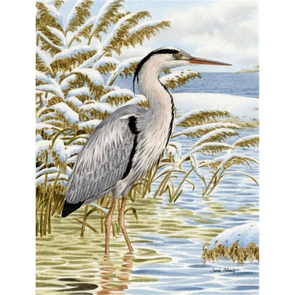 Carolines Treasures Blue Heron In The Water Flag Garden Size - ASA2058GF