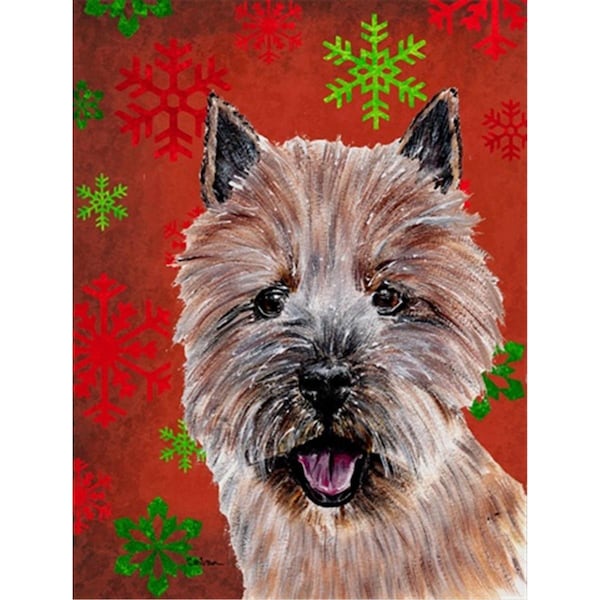 Carolines Treasures Norwich Terrier Red Snowflakes Holiday Flag Garden Size - SC9758GF