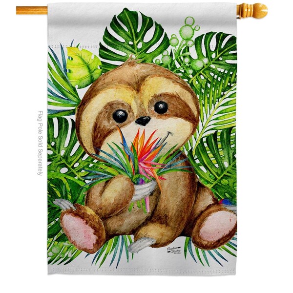 Patio Trasero Baby Sloth Animals Wildlife 28 x 40 in. Double-Sided Vertical House Flags for  Banner Garden - PA3920150