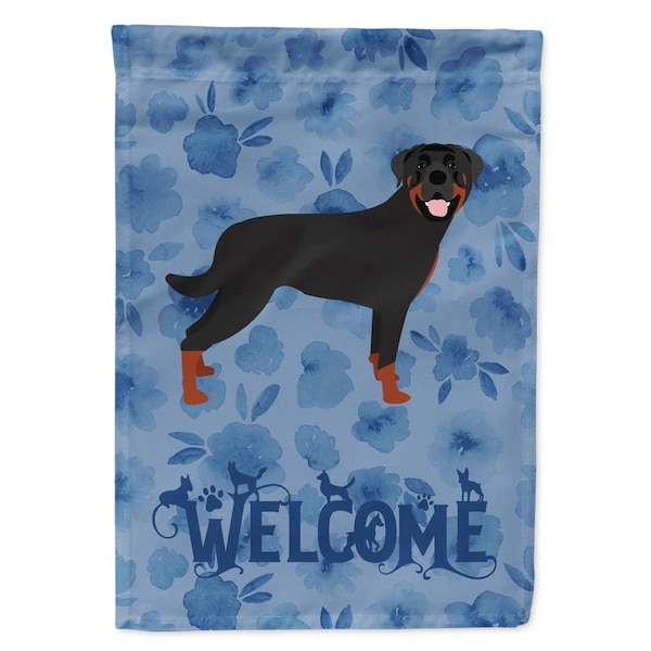 Carolines Treasures 28 x 0.01 x 40 in. Rottweiler Welcome Flag Canvas House Size - CK6098CHF