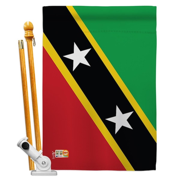 Americana Home & Garden 28 x 40 in. Saint Kitts Nevis Flags of the World Nationality Impressions Vertical House Flag Set - HS140198-BO