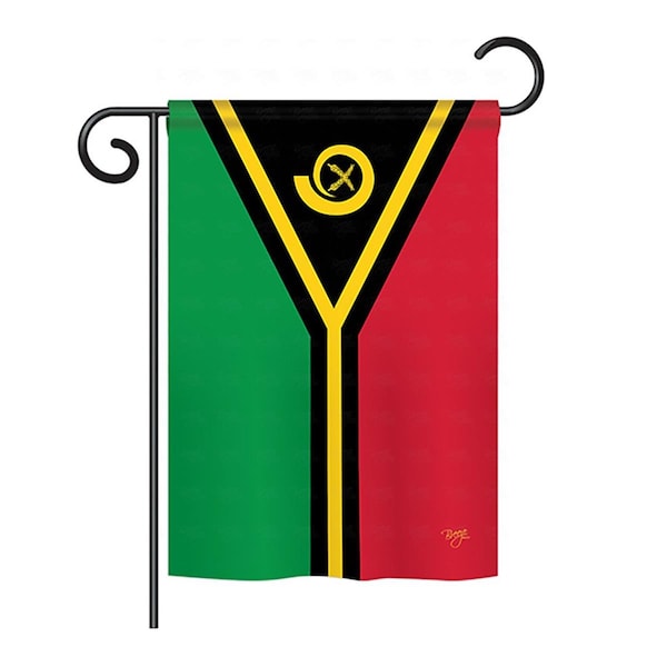 Gardencontrol 13 x 18.5 in. Vanuatu Nationality Vertical Double Sided Garden Flag Set with Banner Pole - GA4097892