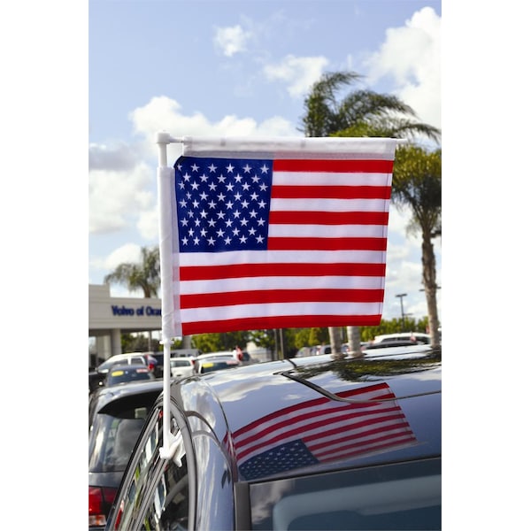 Ez Line Window Clip-On Car Flag With Boom Pole: Checkered - Black & White - 886 - FLAG-CH-1