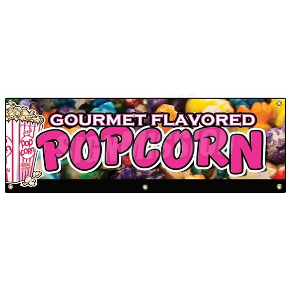 Signmission GOURMET FLAVORED POPCORN BANNER SIGN flavoring flavor caramel gift - B-72 GOURMET FLAVORED POPCORN