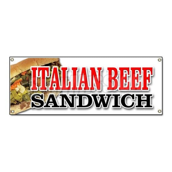 Signmission ITALIAN BEEF SANDWICH BANNER SIGN salami meat deli italian restaurant - B-ITALIAN BEEF SANDWICH