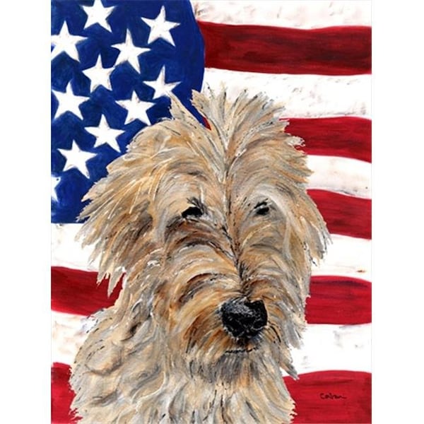 Patioplus Golden Doodle 2 with American Flag USA Flag Garden Size - PA10908