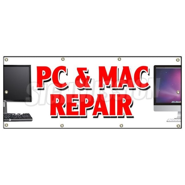Signmission PC & MAC REPAIR BANNER SIGN computers laptop smartphone netbooks PCs - B-96 PC & MAC REPAIR