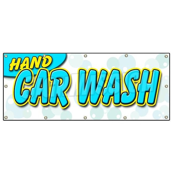 Signmission HAND CAR WASH BANNER SIGN detail wax car wash clean auto service - B-120 HAND CAR WASH